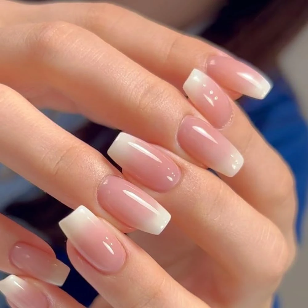 20 Short Coffin Nail Designs That Are Totally In for 2026 15 Rosy beige short coffin nails on olive skin tone