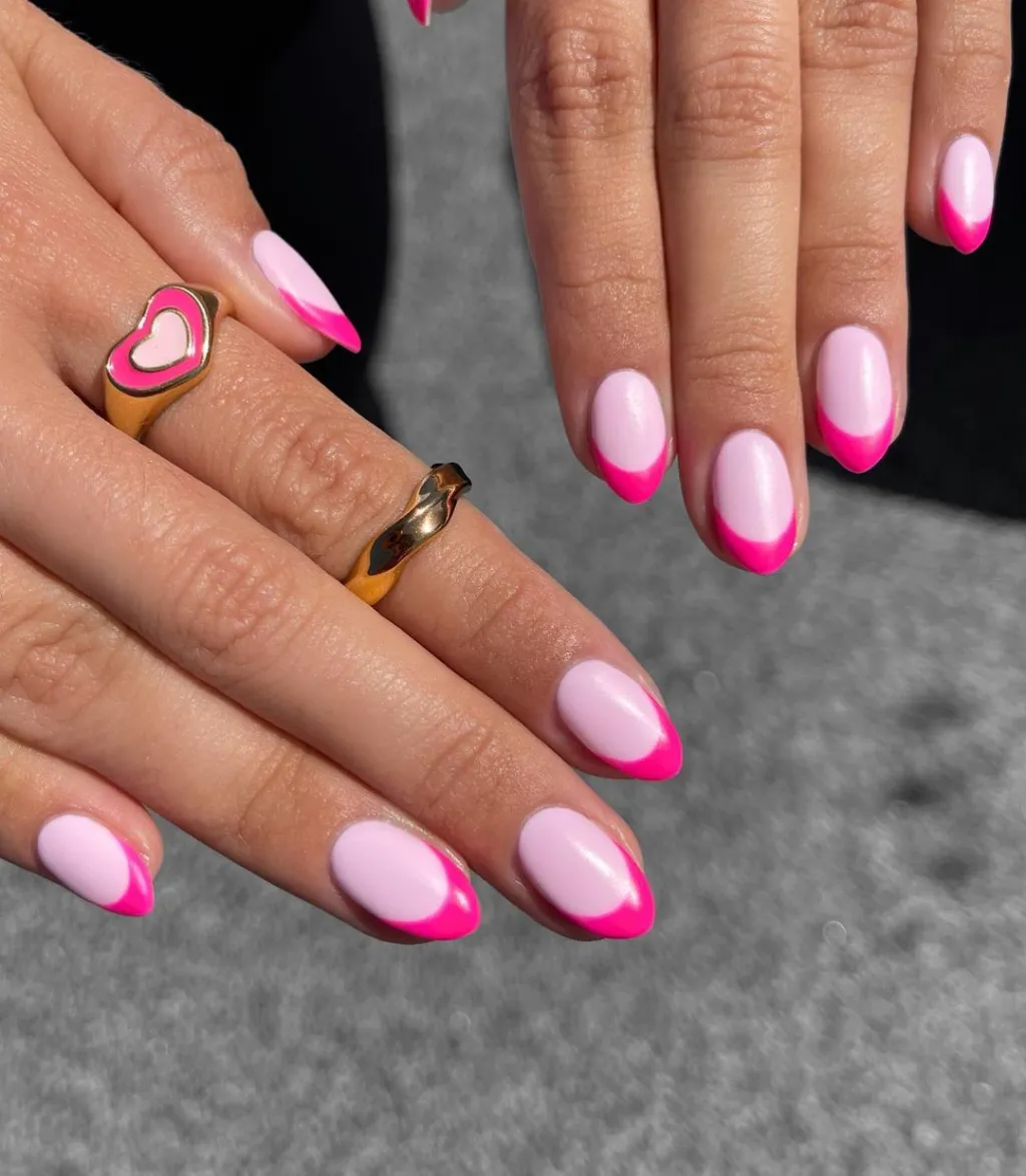50+ Cute Pink Nail Ideas You’ll Want to Try in 2025 (Trendy, Girly & Pinterest-Perfect) 43 french tip pink nails in barbiecore style