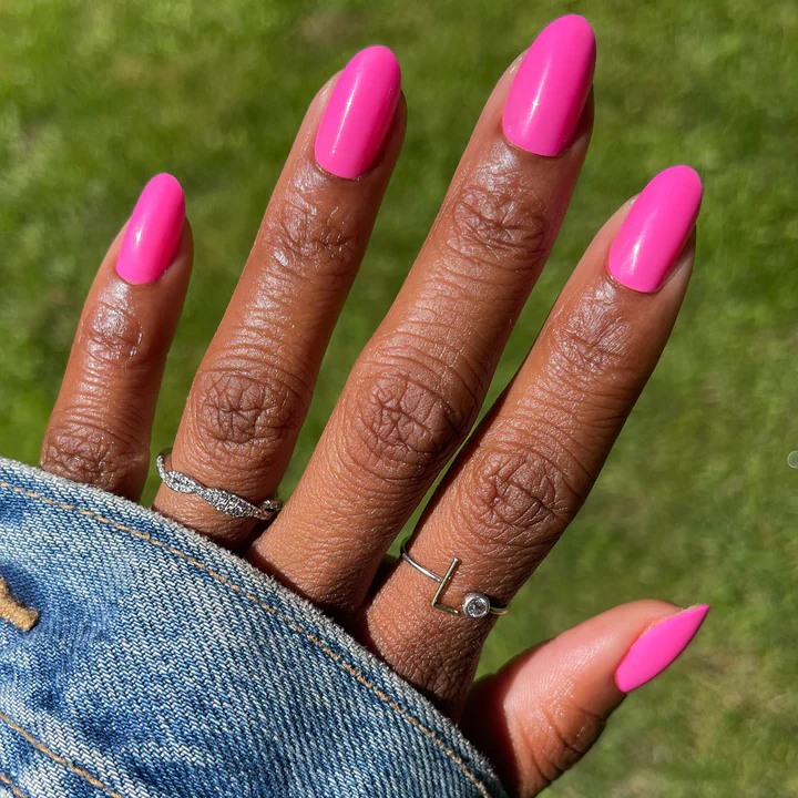 50+ Cute Pink Nail Ideas You’ll Want to Try in 2025 (Trendy, Girly & Pinterest-Perfect) 47 solid hot pink nails on dark skin