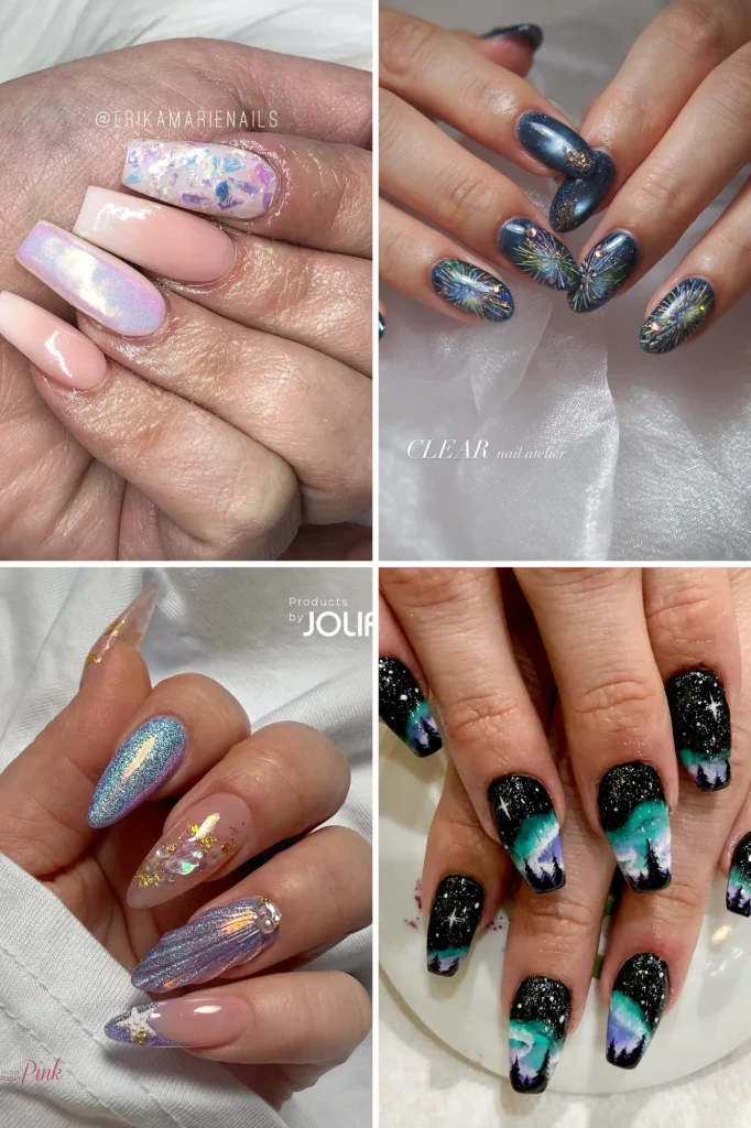 different shape aurora nails