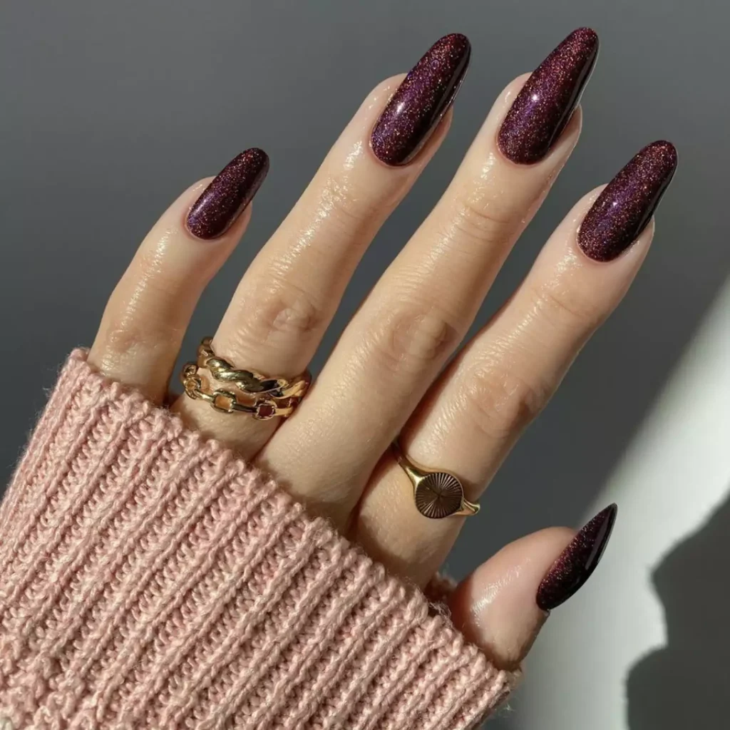 Burgundy Nail Designs 2025: The Ultimate Guide to Trends, Textures & Timeless Styles 27 Glossy Almond Long Burgundy Nails