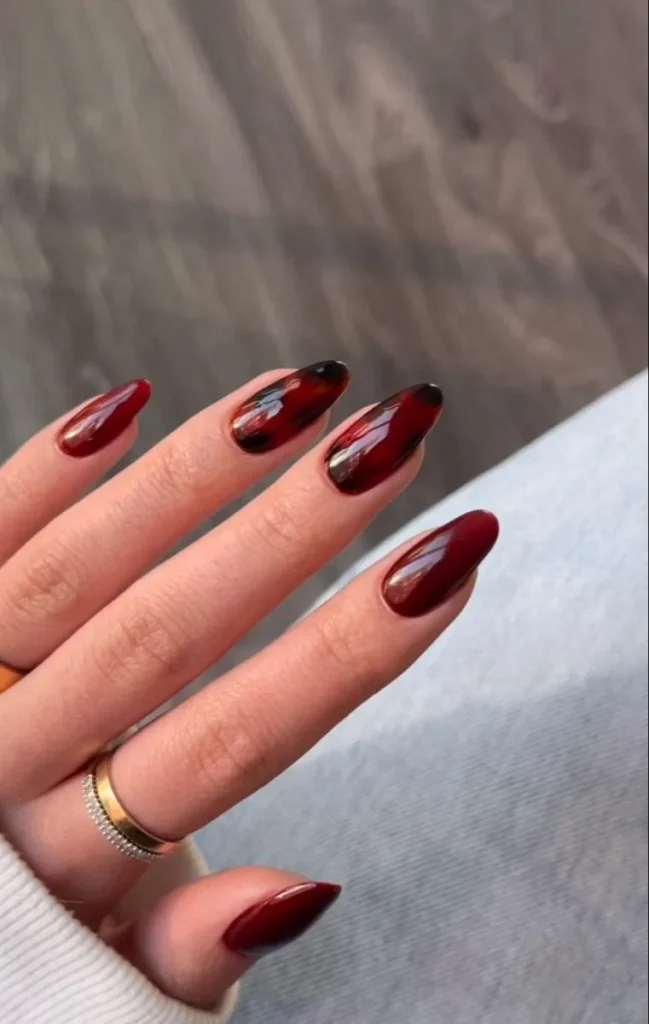 Burgundy Nail Designs 2025: The Ultimate Guide to Trends, Textures & Timeless Styles 18 Tortoise Shell Burgundy Nails