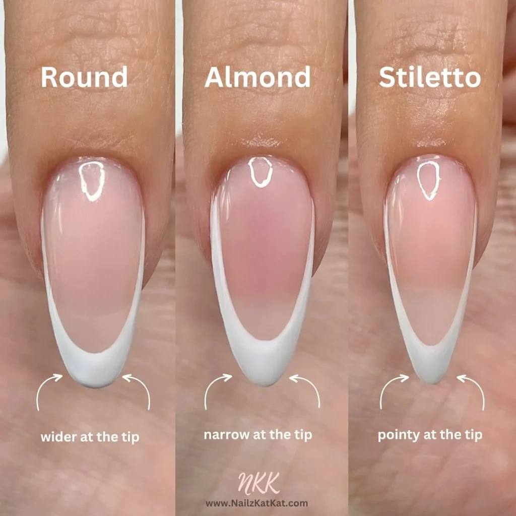 Nail Shapes for Wide Nail Beds: Flattering Styles to Slim Your Fingers 8 Side by side comparison of almond vs stiletto nails on wide nail beds