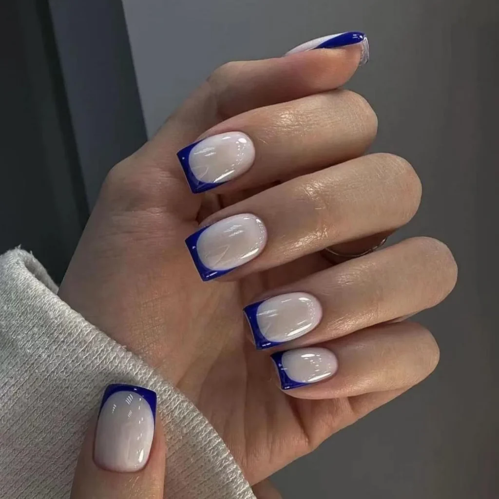 25 Back to School Nail Ideas 2026 Cute, Classy & School-Appropriate Designs for Students & Teachers 7 navy white preppy French tip back to school nails 2026 — school aesthetic manicure