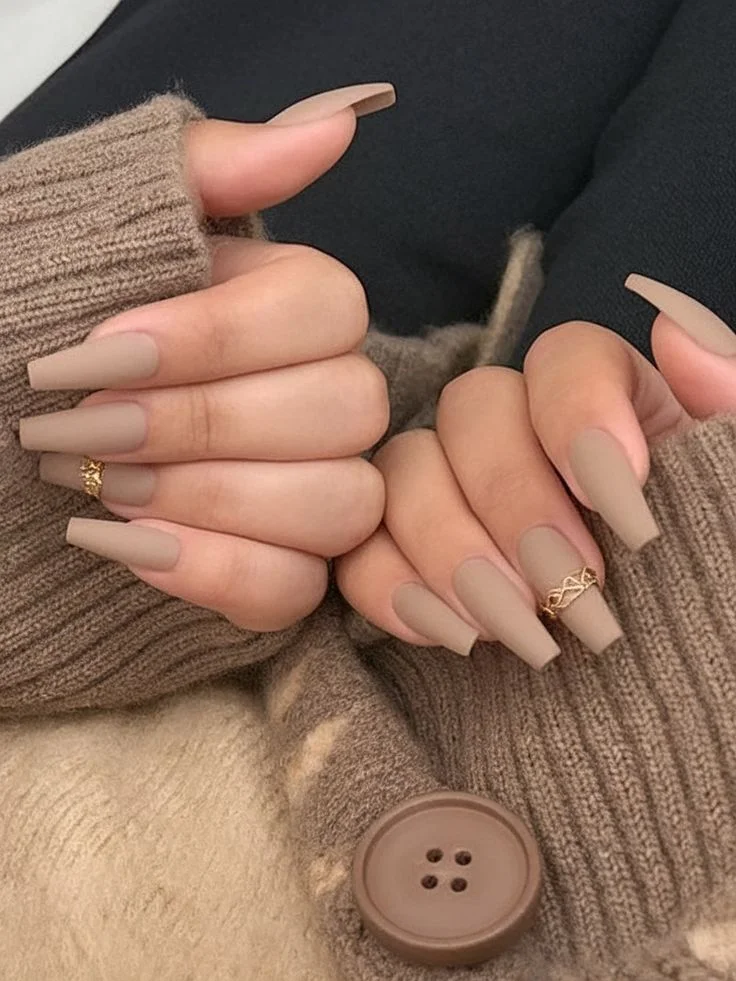 25 Back to School Nail Ideas 2026 Cute, Classy & School-Appropriate Designs for Students & Teachers 14 earthy nude coffin college nails 2026 — sophisticated architectural campus manicure
