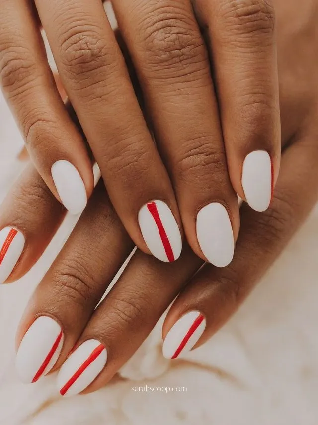 25 Back to School Nail Ideas 2026 Cute, Classy & School-Appropriate Designs for Students & Teachers 9 Minimalist Red and White Art