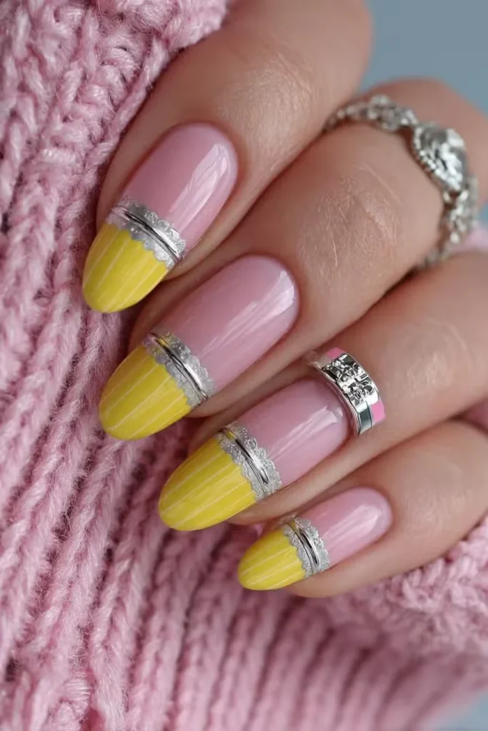 25 Back to School Nail Ideas 2026 Cute, Classy & School-Appropriate Designs for Students & Teachers 21 pencil eraser tip themed back to school nails 2026 — fun school nail art