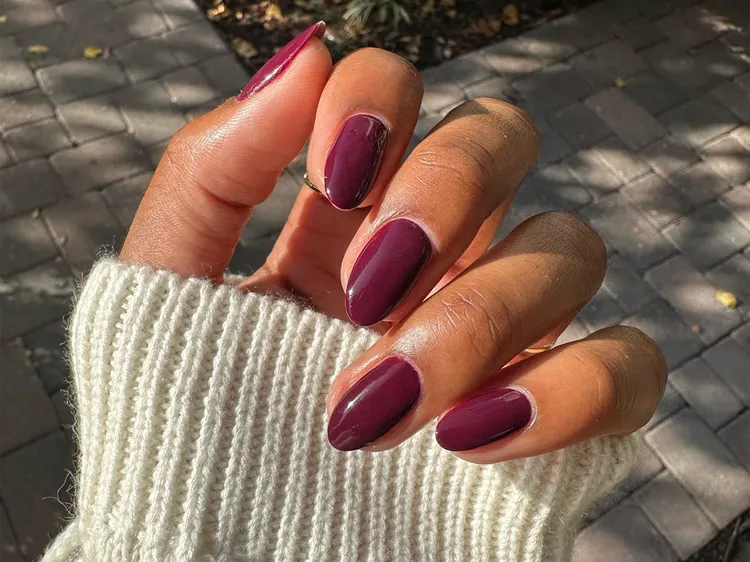 18 Fall Nail Color Ideas for Women Over 50 That Look Absolutely Stunning (2026) 3 fall nail color ideas for women over 50 — rosewood berry 2026