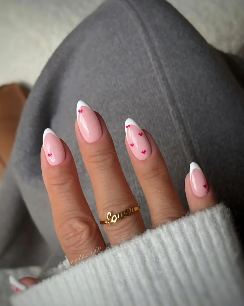 25 Back to School Nail Ideas 2026 Cute, Classy & School-Appropriate Designs for Students & Teachers 10 nude mini heart accent back to school nails 2026 — sweet school appropriate manicure