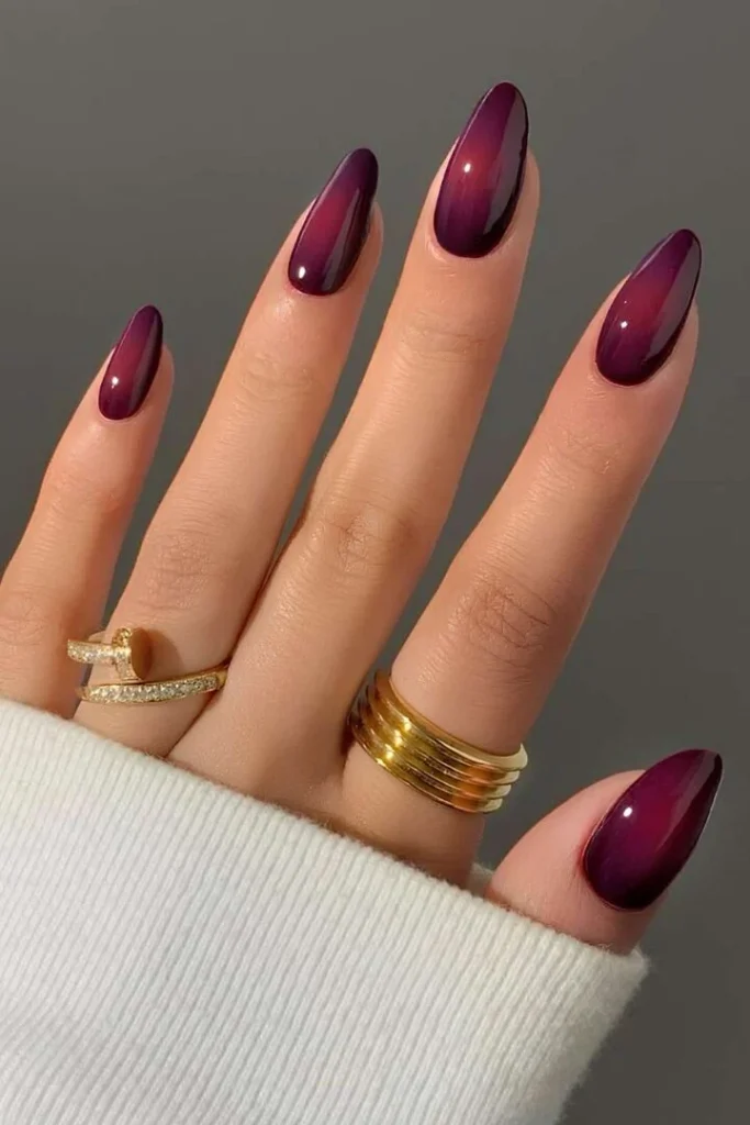 25 Stunning Almond Fall Nails Perfect for a Chic Autumn Vibe (2026) 17 almond fall nails 2026 burgundy aura nail art
