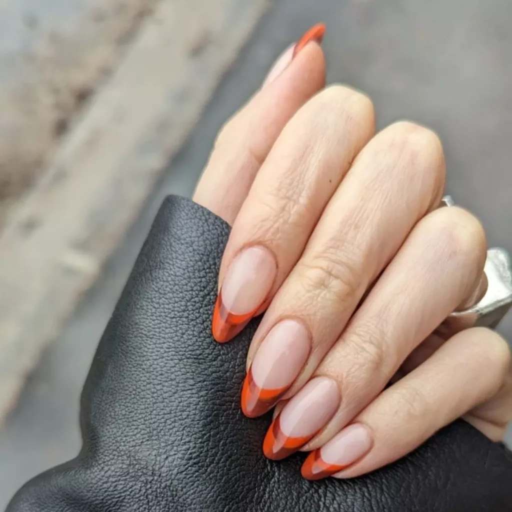 30 Trendy Short Fall Nails Perfect for a Classy Look 13 terracotta double French short fall nails 2026 — architectural tonal seasonal manicure