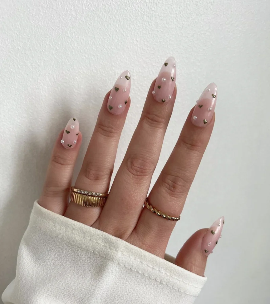 25 Stunning Almond Fall Nails Perfect for a Chic Autumn Vibe (2026) 22 almond fall nails 2026 pearl rhinestone cascade nails
