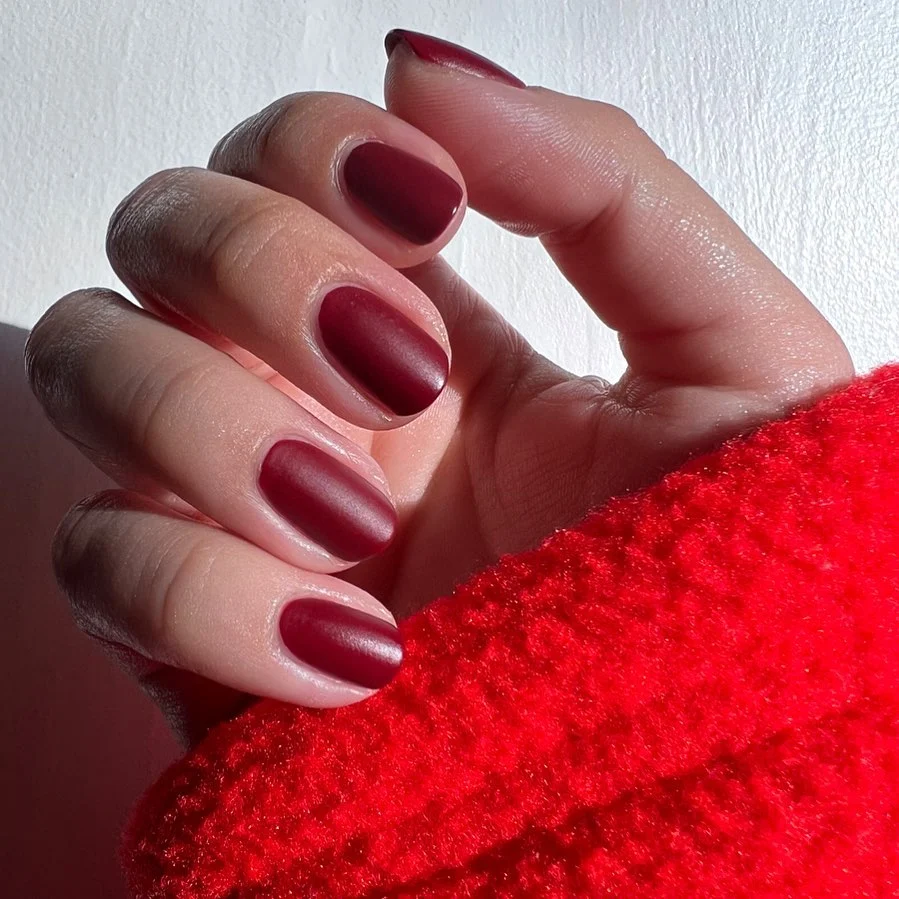 30 Trendy Short Fall Nails Perfect for a Classy Look 16 rust red matte short square fall nails 2026 — architectural earthy autumn manicure