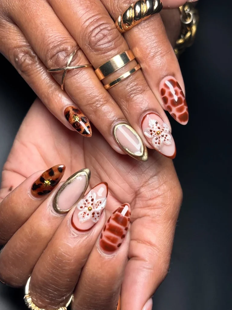 25 Stunning Almond Fall Nails Perfect for a Chic Autumn Vibe (2026) 25 almond fall nails 2026 mixed set tortoiseshell almond nails